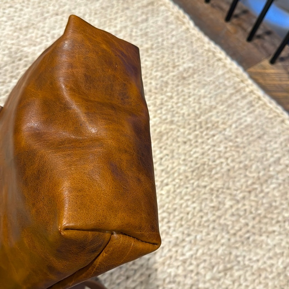 Go Forth Goods Avery Leather Tote Bag- Mini Crossbody- color: Peanut Bison - Picture 6 of 10